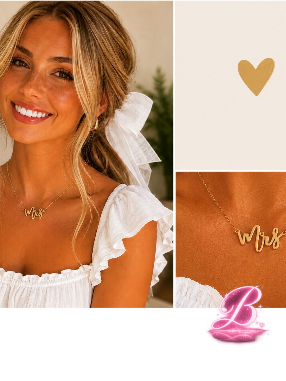🚨2/$20🚨Bridal Necklace "Mrs" Pendant - Gold - NWT